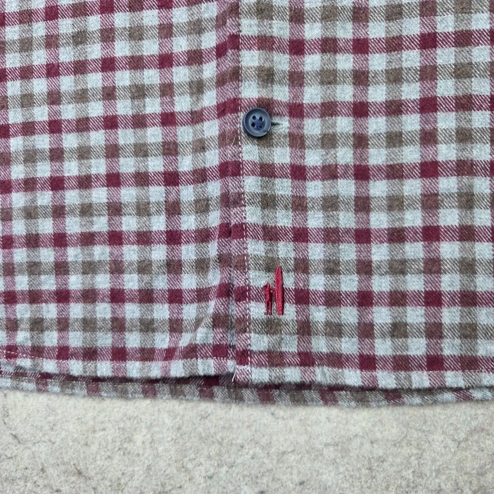 Johnnie-O Hangin out Flannel Shirt Mens L Red Gingham Check Long Sleeve Button